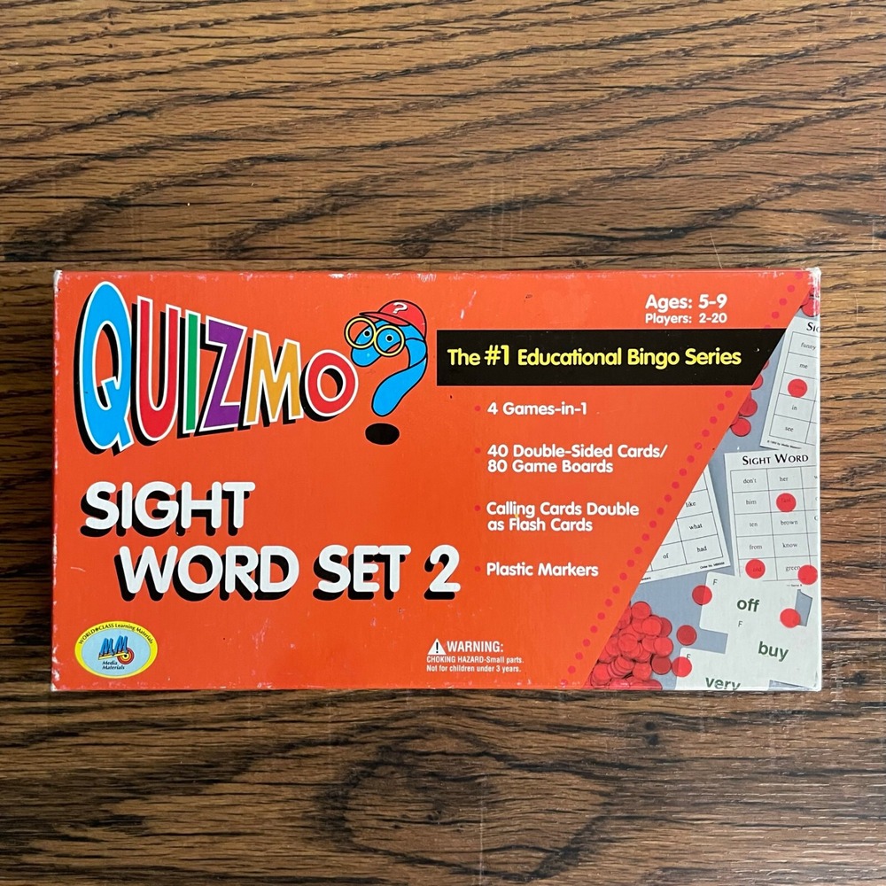QUIZMO Sight Word‎ Set 2 Bingo Game Learning Advantage 8213 Ages 5-9